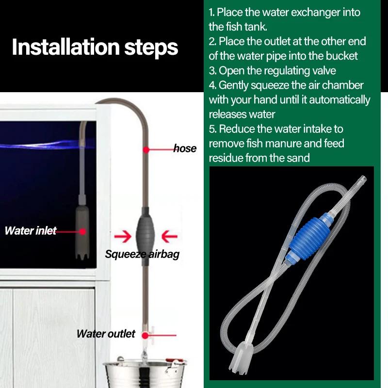 Product Introduction of Water converter, fish tank changer, T-shirt, fish tank backdrop, vacuum purifier, gravel and water cleaner, manual cleaner, width of 1,5cm 25