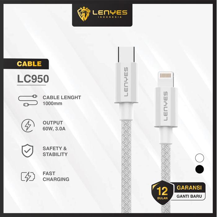 Gambar LENYES LC950 27W Data Cable Fast Charging QC 3.0 Type C to Lightning Kabel Charger Nylon 1 Meter - Type C to Lightning dari LENYES INDONESIA Kota Administrasi Jakarta Pusat Tokopedia