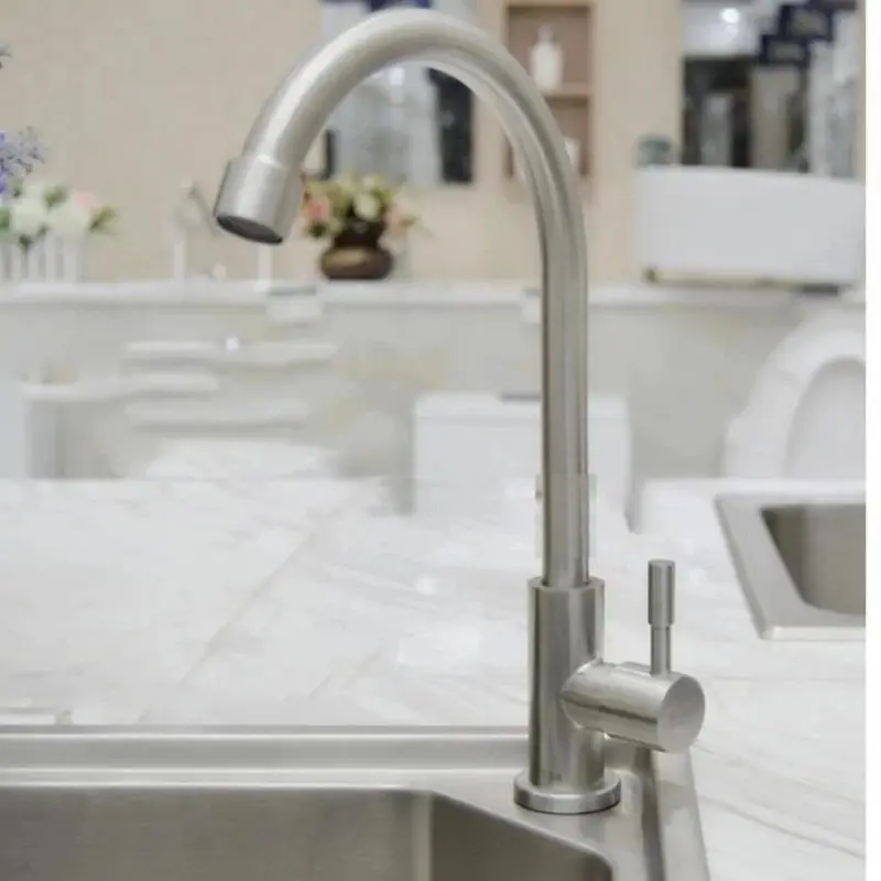 Vòi rửa chén bát 1 đường lạnh inox 304 V1 dùng cho 2 hộc chậu (chưa gồm dây cấp) 2