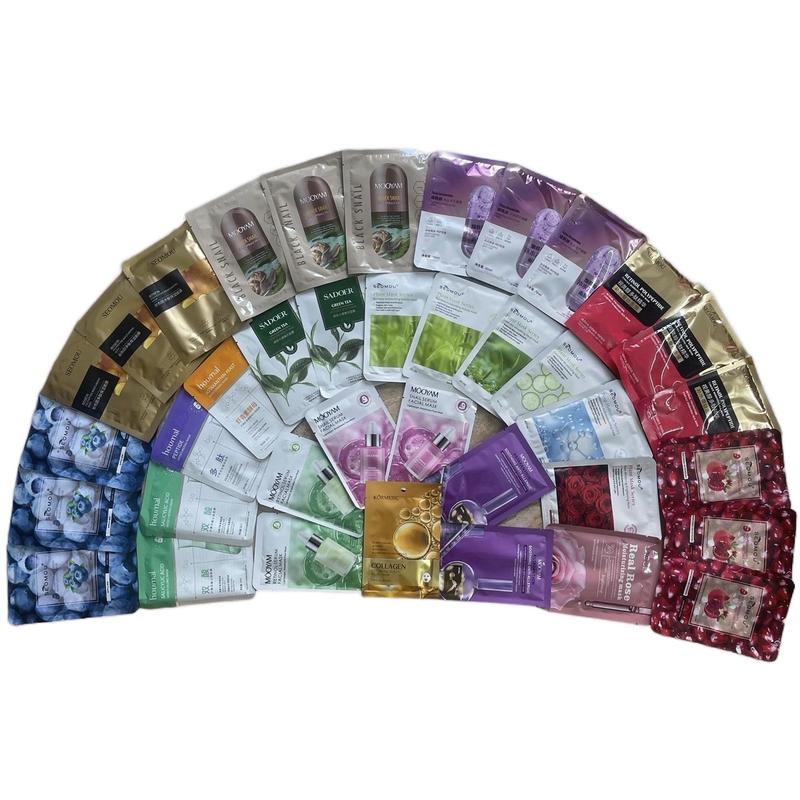 [DA DẦU ] Combo 50 miếng mặt nạ gồm trái cây và hoa, giúp cải thiện kiềm dầu , cân bằng độ ẩm, cấp ẩm cho da. Skincare Cosmetics Nữ Làm Đẹp Da