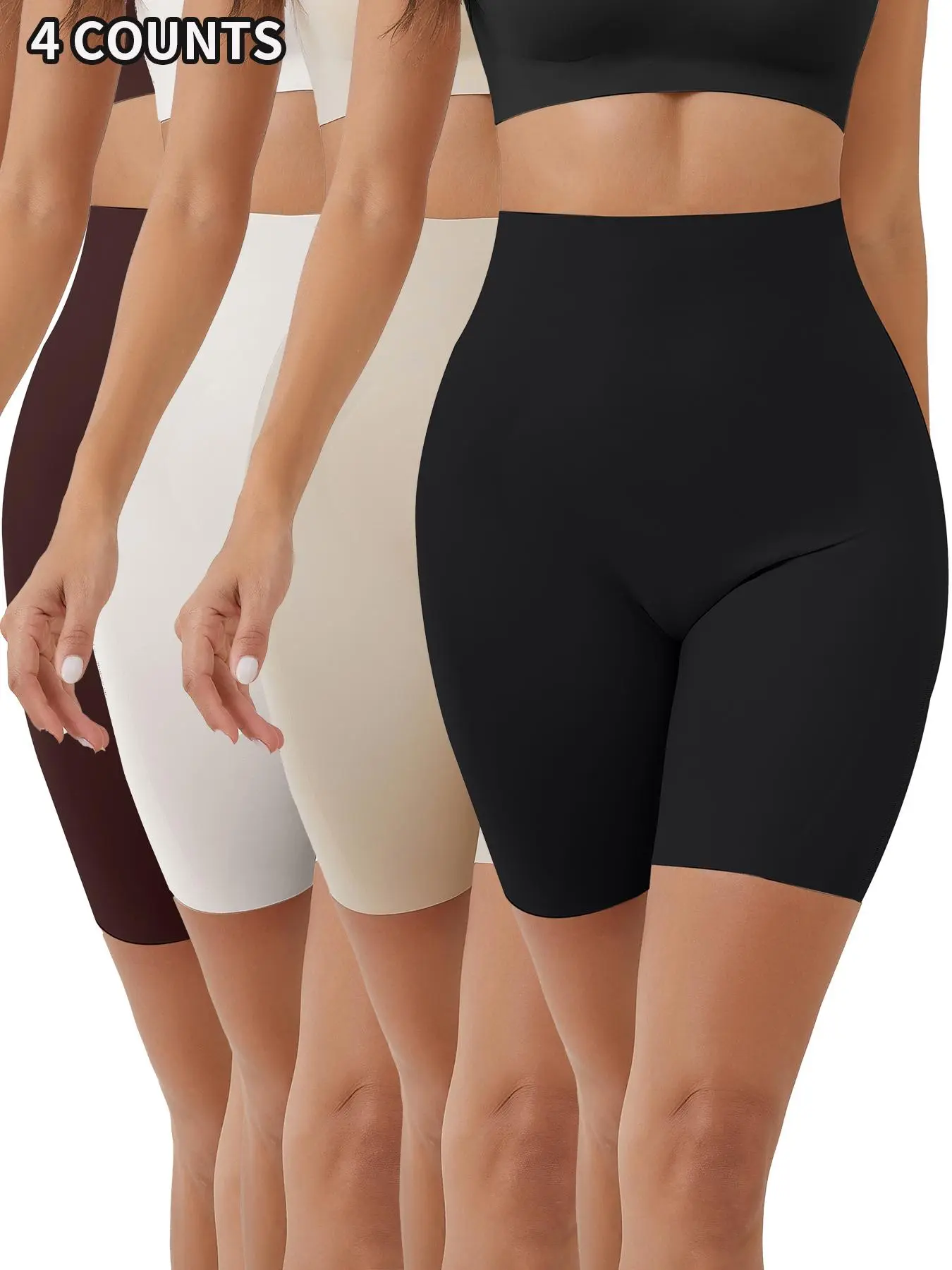 Women's Solid High Waist Shapewear Shorts, Tummy Control Butt Lifting Shapewear Bottoms, Ladies Shapewear for All Seasons