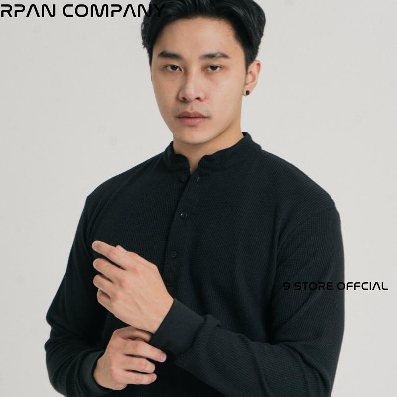 Tshirt Henley Waffle Long sleeve Original / Baju Waffle Tangan Panjang Kancing / Crewneck Waffle Button. 2