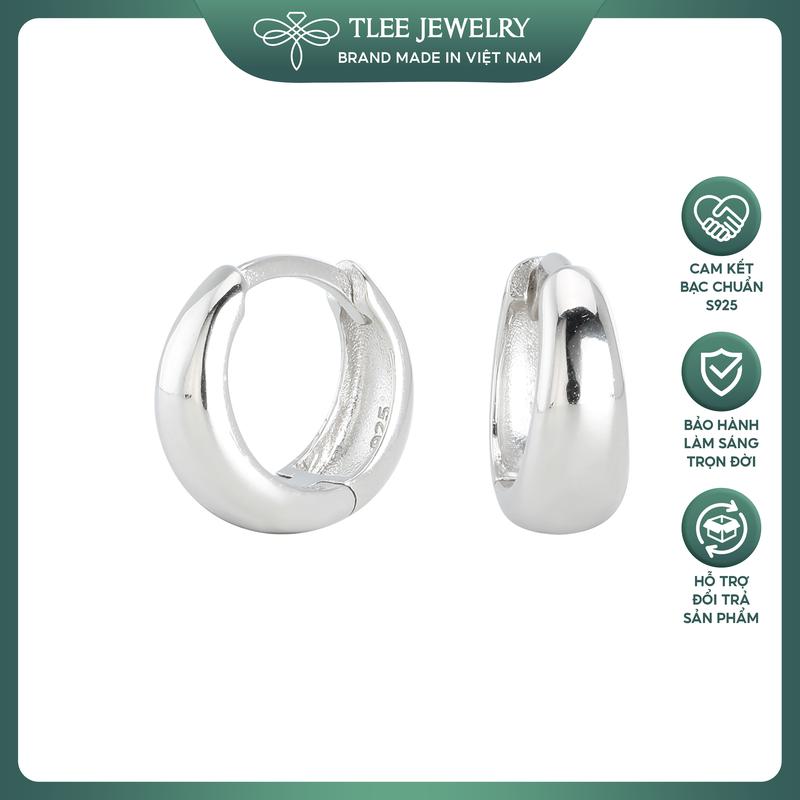 Bông tai bạc TLEE mẫu tròn trơn dáng bầu cá tính TLEE JEWELRY B0336