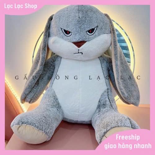 Gấu Bông Thỏ Giận Dỗi Thỏ Mặt Ngầu Lông Tuyết Mềm Mịn Mượt Bông Gòn 15D Trắng Sạch Hàng Có Khoá Kéo