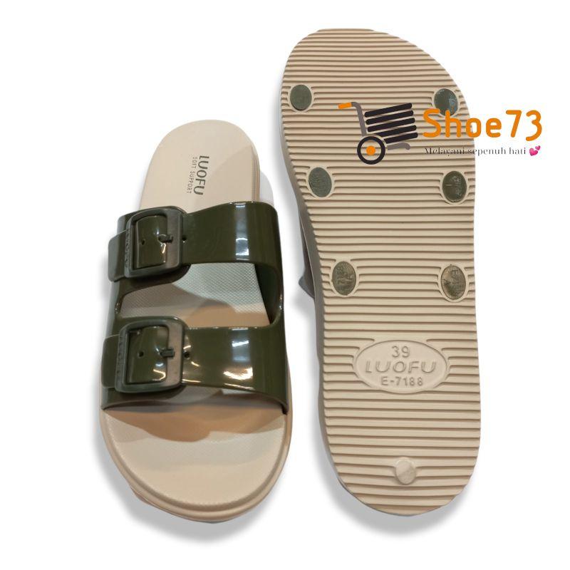 LUOFU E 7188 -B2K5WS SIZE 36-40  l Sandal Selop ban 2 jelly wanita l Sendal kokop cewek impor 3