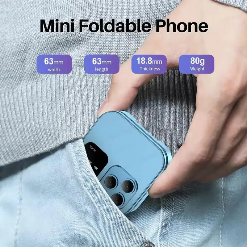 Mini Điện Thoại Di Động lật, Hàng mới về, SERVO I16Pro, Nhỏ và Có Thể Gập Lại, với Thẻ để Ghi lại, 2 Điện Thoại và Đài phát thanh, Kích thước nhỏ, Tương thích với C6N7 và Z4T6 6