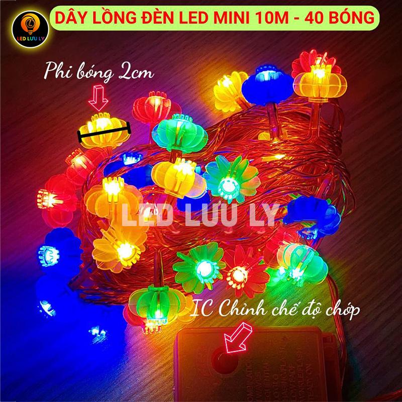 Dây lồng đèn LED mini 10m - 40 bóng Đa sắc Trang trí siêu đẹp
