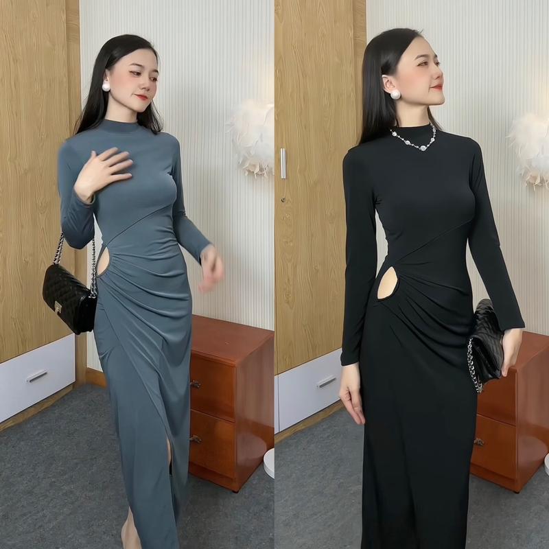 D41 - Đầm Body Thiết Kế Tay Dài Khoét Eo Gợi Cảm CEBA BOUTIQUE Nữ Dress