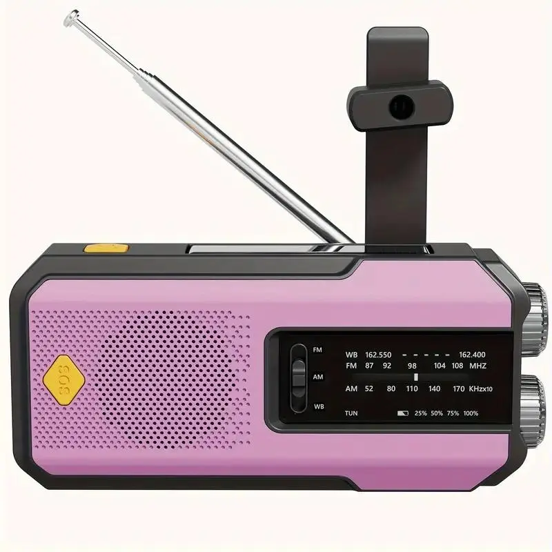 Multifunctional Solar Powered Audio Radio with Light, Portable Hand Crank Self Powered Radio, SOS Alarm for Outdoor Hiking Camping Emergency, Portable Charger for Phone, Christmas Gifts