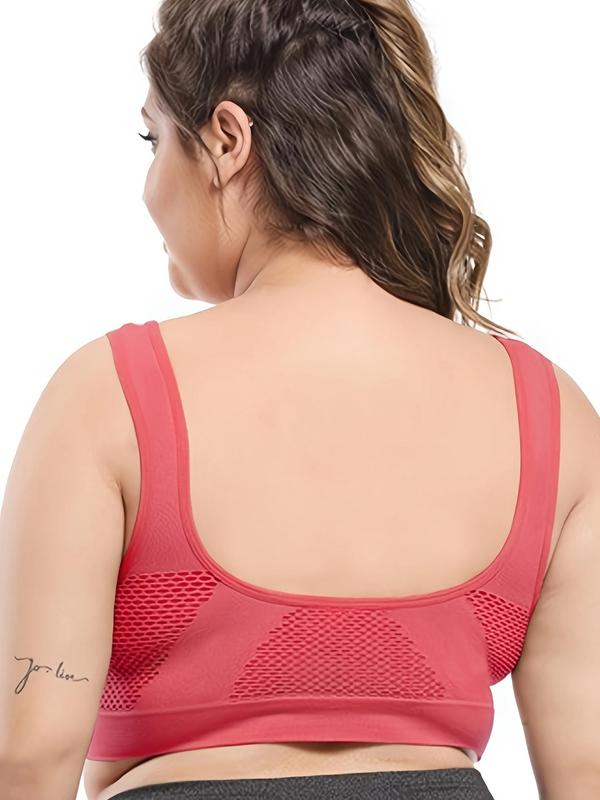 Plus Size Push Up Bra, Women's Breathable Comfortable Wireless Bra for All Seasons, Hollow Out Mesh Plus Size Bra for Women 8