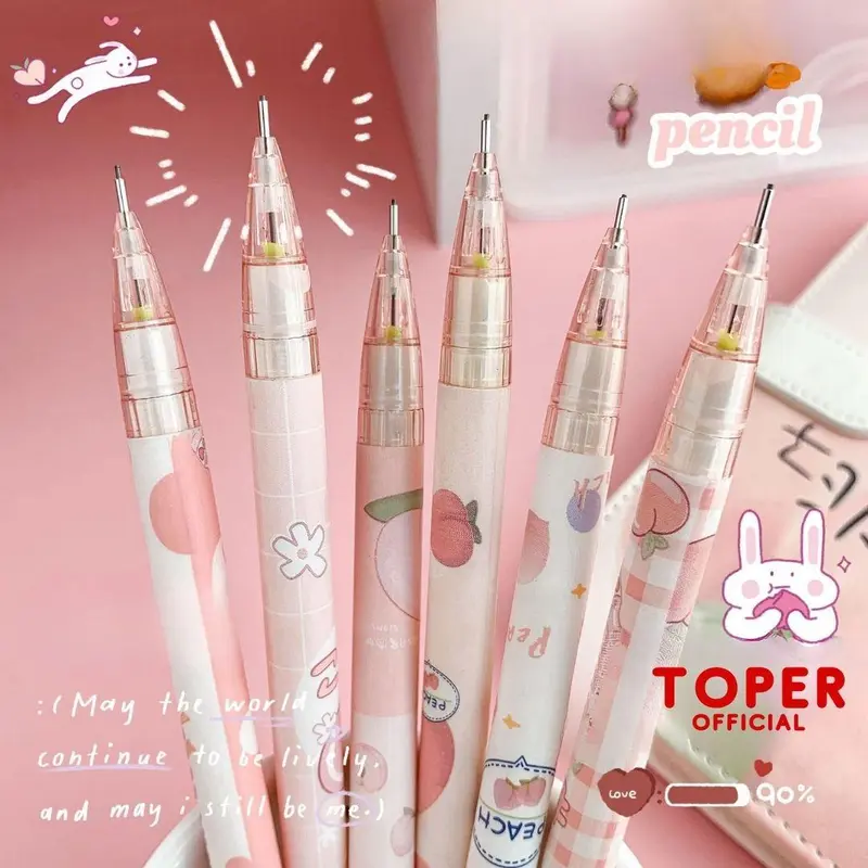 BB Pensil Cetek Mekanik 0.5 Termasuk Penghapus Pencil Mechanic Lucu Dino Peach Warna Pastel  Aesthetic Satuan Bearbears 2