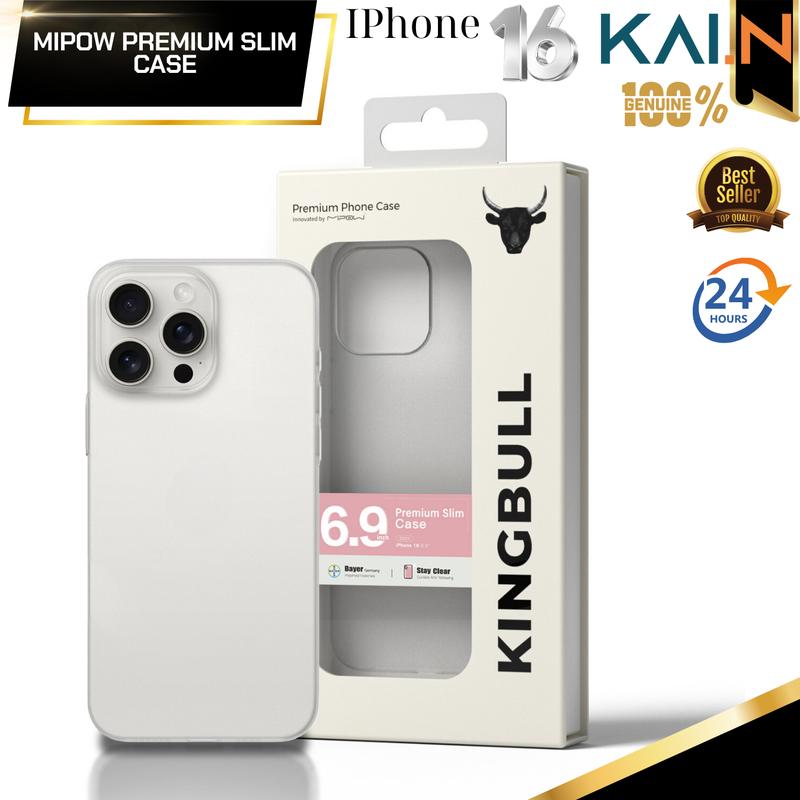 Ốp lưng trong suốt siêu mỏng MIPOW PREMIUM SLIM CASE cho iPhone 16 Promax/ 16 Pro/ 16 Plus/ iphone 16 chống vân tay_ Hàng chính hãng