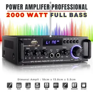 SERBA COD Power Amplifier Daya 1000w+1000w Original Fleco BT-198B Pro Bluetooth Penguat Suara Big Sound Full Bass