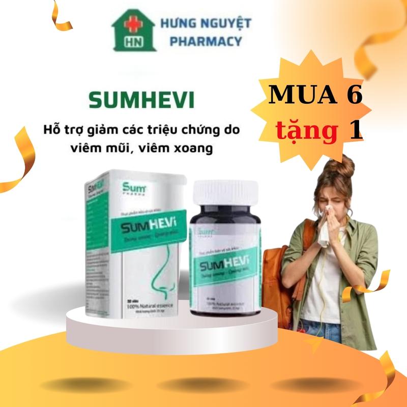 SUMHEVI viên uống hỗ trợ giảm viêm mũi, viêm xoang, tắc mũi, ngạt mũi, chảy nước mũi, đau nhức hoặc ê ẩm vùng đầu trán hoặc vùng mặt hộp 30 viên 0