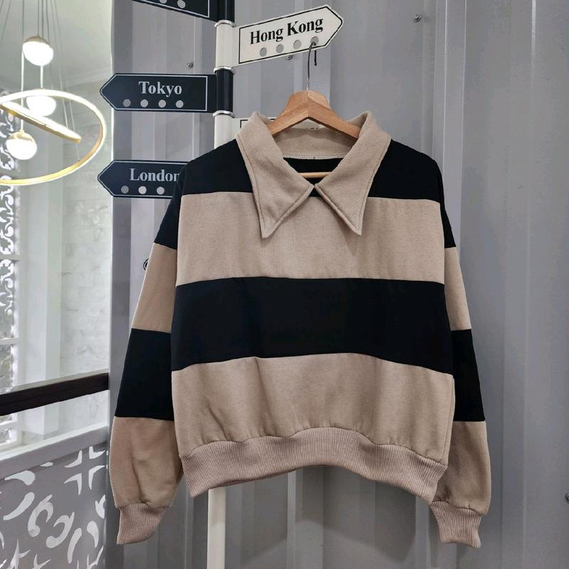 SWEATER KERAH BELANG WANITA OVERSIZE - SWEATER COLLAR KOREAN STYLE- CREWNECK WANITA OVERSIZE 8