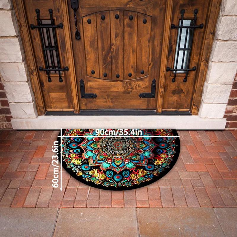 Product Introduction of Boho Style Mandala Pattern Bathroom Mat, 1 Count Non-slip Soft Absorbent Rug, Decorative Door Mat for Home Bathroom Living Room Bedroom 5