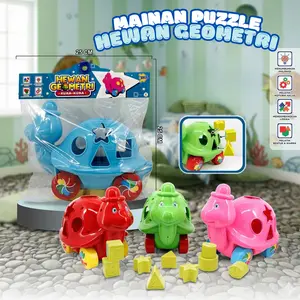 QATOVA Mainan Edukasi Anak Puzzle Geometri Hewan Lucu Game Matching Puzzle Shape Bentuk Warna Warni