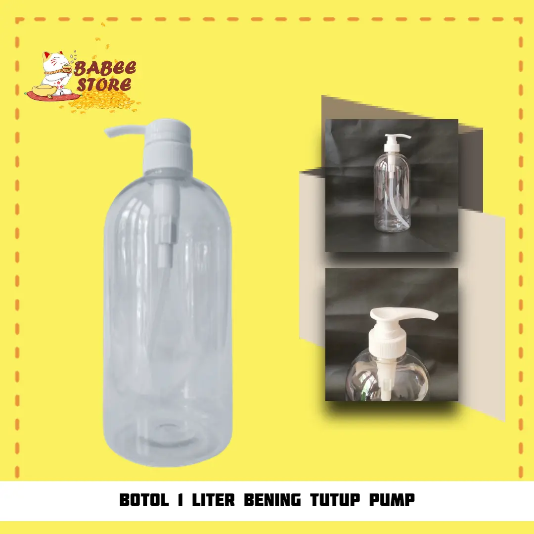 BOTOL PUMP 1 LITER PET / BOTOL 1000ML PUMP BENING CLEAR BOTOL SABUN ISI ULANG