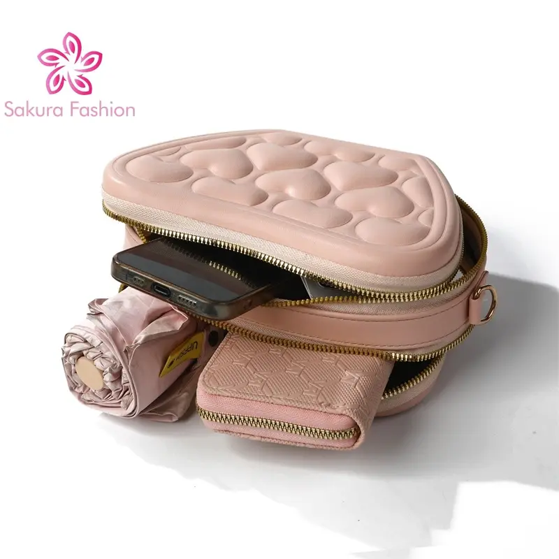 Sakurafashion Should Bag For Women High-end Leather Bag PU Clutch Heart Sling Bag CP065 2
