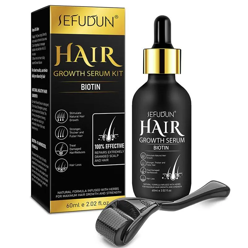 Serum with Micro Needle Roller, 1 Box Hair Thickening & Lengthening Serum, Men and Women Hair Care Product 2