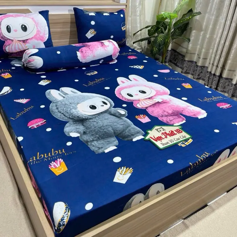 Combo bộ Dra gối 4 món thun lạnh Hàn quốc hoa hồng xanh đủ kích thước mềm mịn mát 7