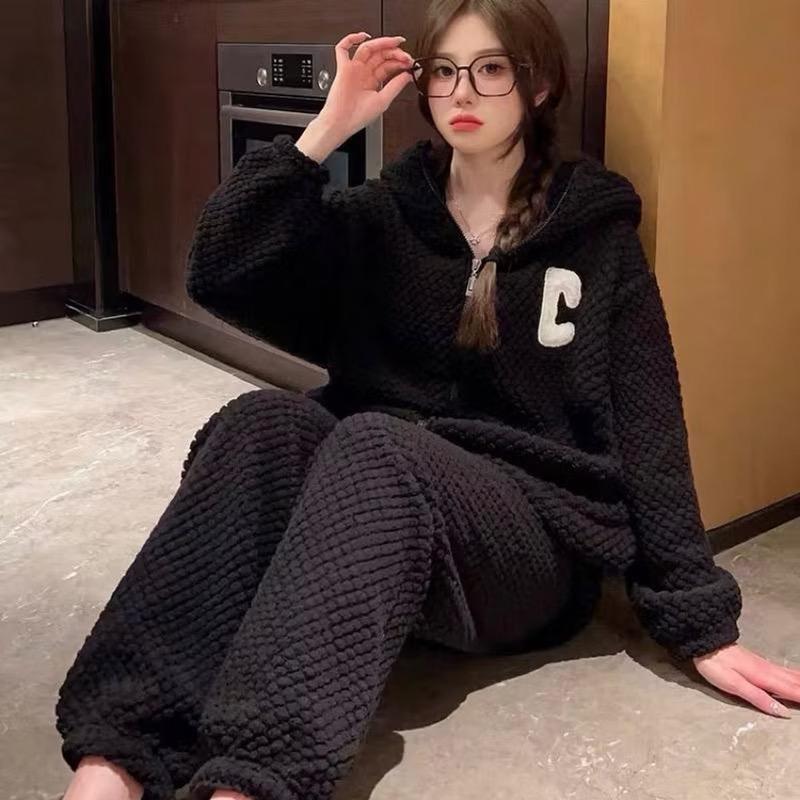 ￼Bộ Đồ Ngủ Bông , Bộ Bông Hạt Gạo Chữ C Giữ Nhiệt Bo Gấu Mặc Nhà Siêu Ấm An nhiên shop Áo Nữ