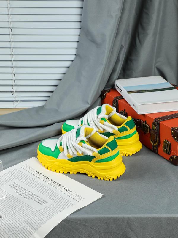 Fashionable Colorblock Lace Up Low Top Sneakers, Casual Breathable Comfortable Sports Running Shoes, All-match Basic Shoes for Daily Wear 8