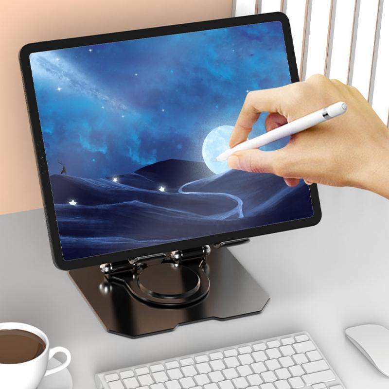 Product Introduction of 360 Degree Metal Tablet Stand, Folding Desktop Laptop Floor Stand, Rotating Tablet Stand with 360 Degree Rotating Base, Multi-function Adjustable Tablet Stand Office 6