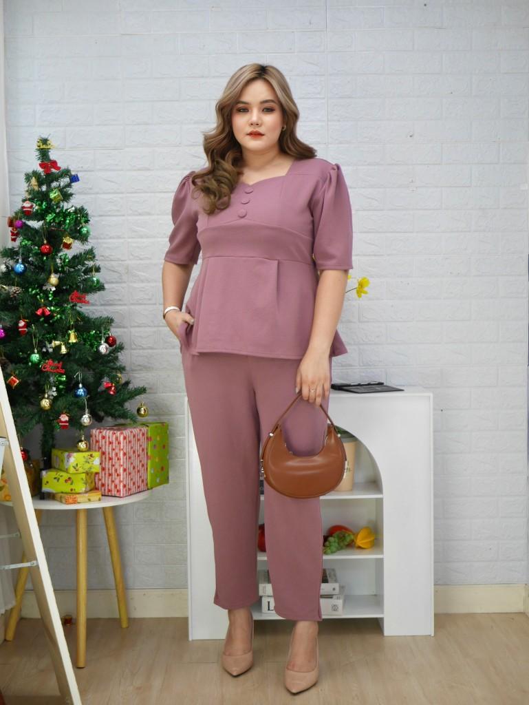 Product Introduction of ชุดเซตสาวอวบอ้วนป้ายMiss M.A.Closetเสื้อแฟชั่นแต่งกระดุมปั๊ม&กางเกงขายาว(ความยาวกางเกง38นิ้ว) Lady ผู้หญิง เสื้อผ้า Clothing Women 13