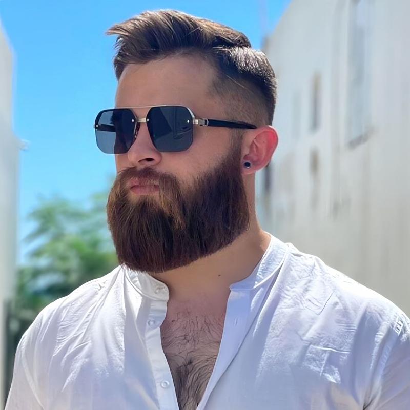Product Introduction of Sunglasses 2024 new model for boys, with a big face and slim appearance while driving. Advanced UV resistant half frame sunglasses with a square frame 0
