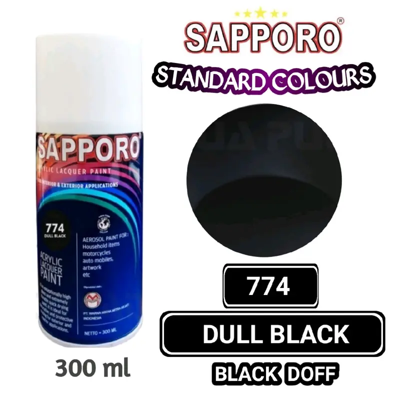 774 DULL BLACK DOFF SAPPORO STANDAR 300ml Cat Semprot Pylok Pilok Pylox / Cat Semprot / Cat Aerosol / Sapporo Standar 0