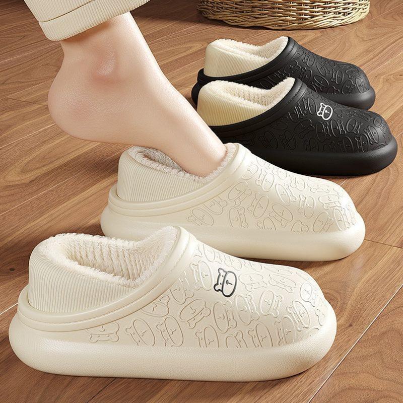 Dép Bông Đi Trong Nhà Chống Nước Giữ Ấm Chân Mùa Thu Và Mùa Đông Nữ Slipper DéP Women Nhung