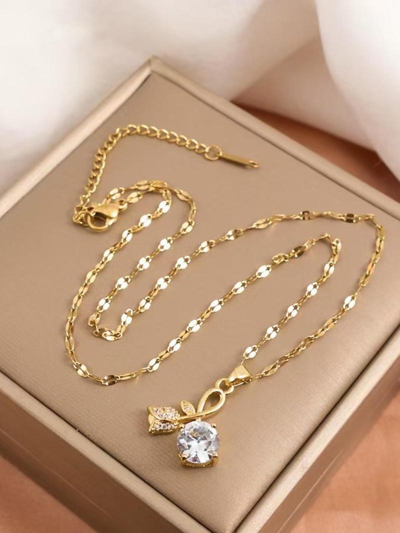 Product Introduction of Artificial Zircon Decor Pendant Necklace for Women, Elegant Necklace for Gift, Fashion All-match Accessories for Daily Wear 4