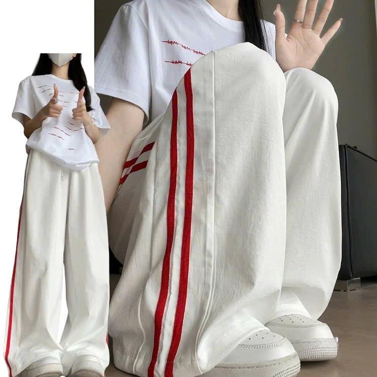 Quần Suông Kaki Ống Rộng 3 Sọc Đứng Form Dáng Unisex Nam Nữ