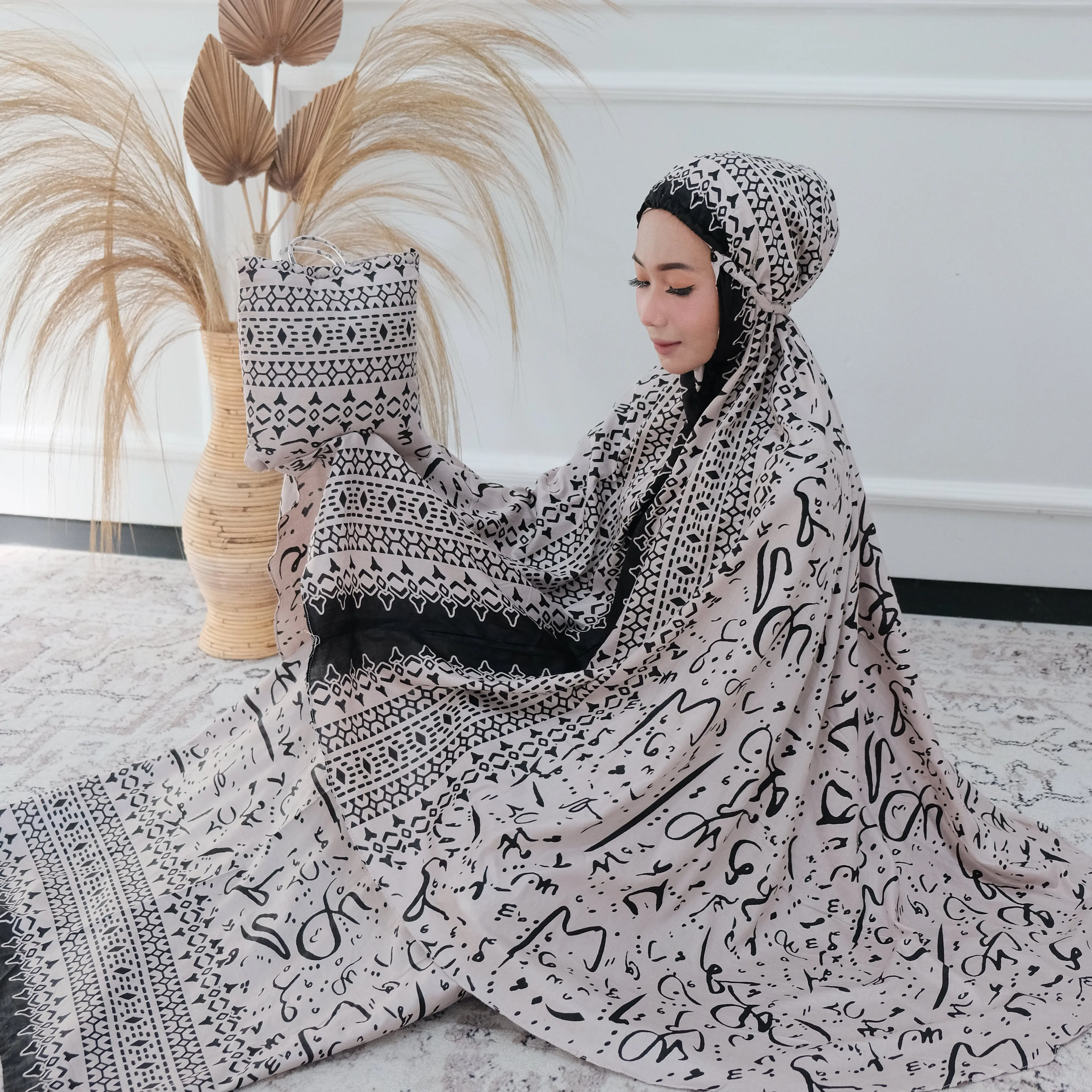 Mukena Dewasa Rayon bali Premium motif ARABIC ukuran standart atasan bawahan