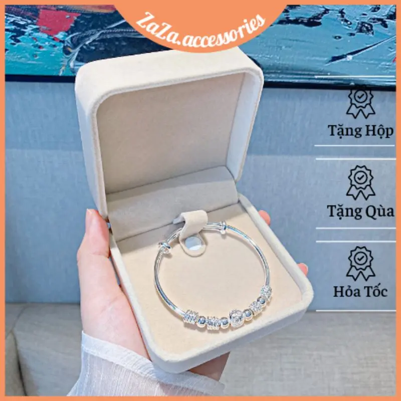 Vòng tay nam nữ bạc S925 - Lắc tay bi bạc Ý nam nữ kèm chuông basic dễ đeo ZaZa.accessories