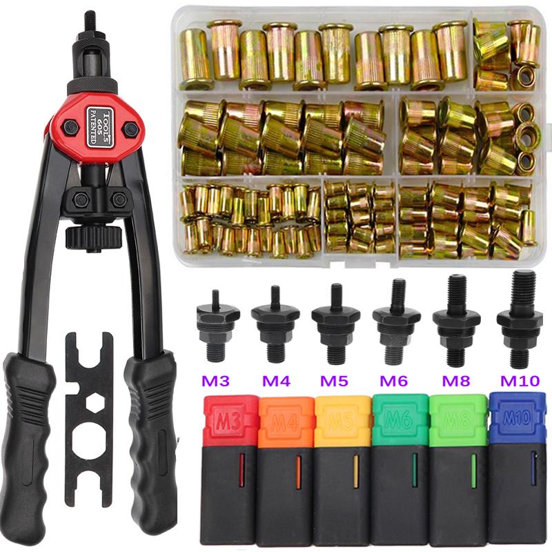 Product Introduction of Box 150Pcs Flat Head Riveter Nut Gun BT605 Blind Heavy Hand Inser Rivet Nut Tool Manual Mandrels M3 M4 M5 M6 M8 M10 Auto Rivet 26