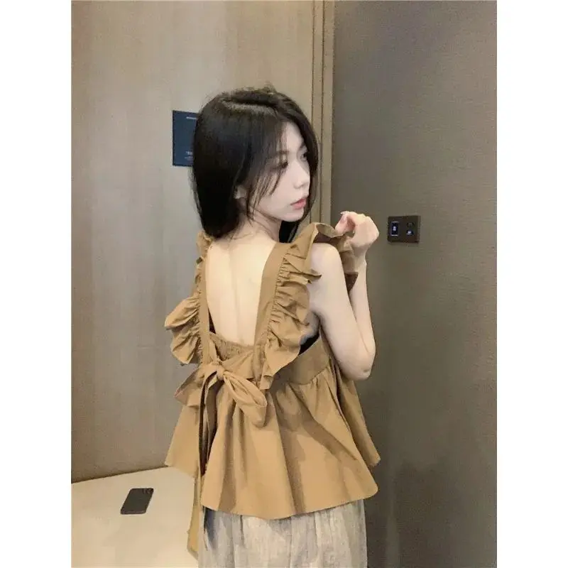 Áo Sơ Mi Dễ Thương, Dành Cho Nữ, Phong Cách Hàn Quốc, Dáng Rộng Vừa Vặn, Áo Ngắn Mùa Hè  DY-CS-44