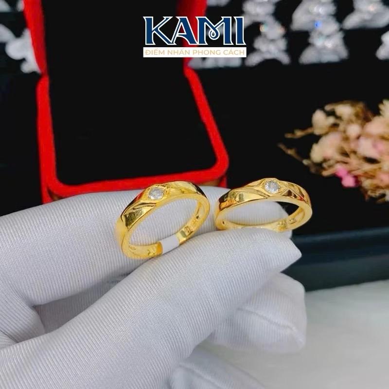 Nhẫn cặp nam nữ đính hôn nhẫn cưới mẫu sóng đôi Kami trang sức sỉ (Lẻ 1 nhẫn)