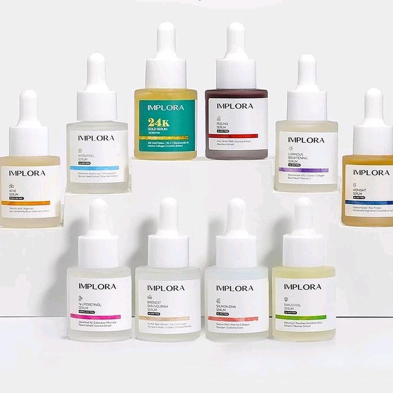 Implora Serum Wajah 20ml Face Serum 24K Gold | Hydrating | Acne | Brightening | Peeling | Vitamin C pemutih Wajah Serum Penghilang Flek Hitam 7
