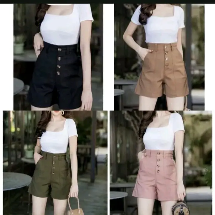 PAKET HEMAT 100K DAPAT 3PCS celana wanita HOTPANTS korea style Katun Hitam Putih/ celana wanita terbaru Kancing Karet Pendek