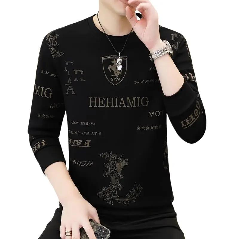 Áo thun nam tay dài bo cổ và tay HEHIAMG Menswear Cổ Tròn