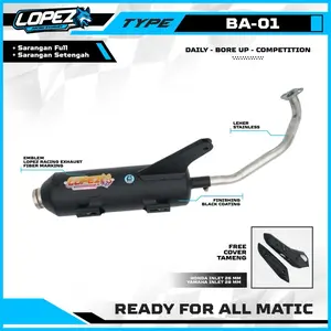 LOPEZ RACING TYPE BA-01 KNALPOT STANDAR MUFFLER RACING ORIGINAL LOPEZ FULL SYSTEM SERIES> ADEM>NGEBAS>BULAT>PADAT Motorcycle Motor Foto Hp