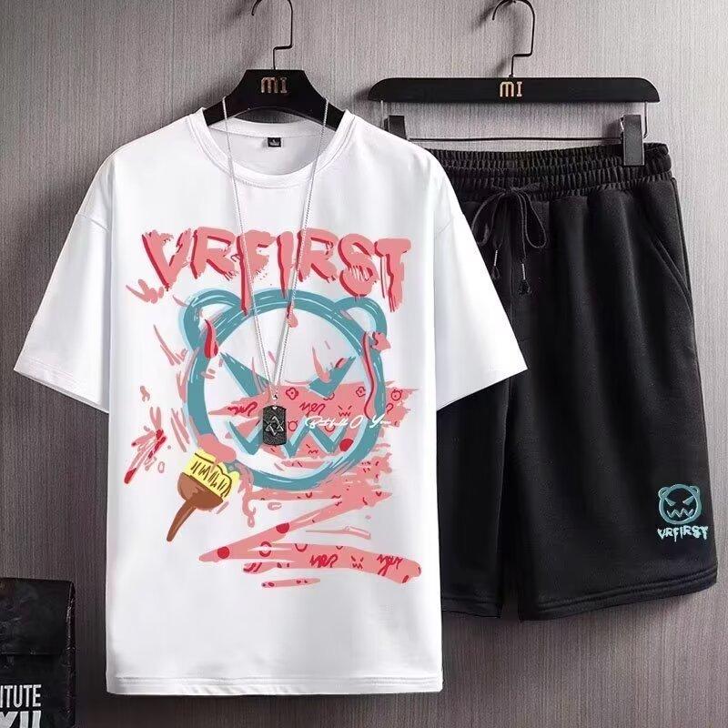 Product Introduction of Suits for Men Suits for Men 2024 New Summer Thin Handsome Clothes Sports Casual Wear Fashion Brand Suit Short T Shorts Two-Piece Set 8