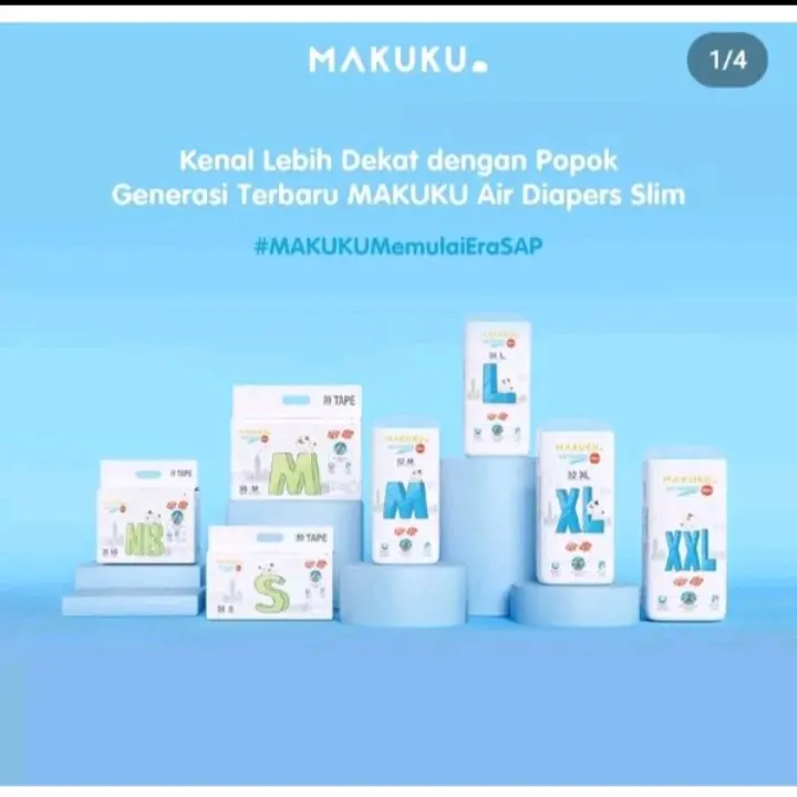 Popok Bayi Makuku Air Diapers Tape & Pant Merah M32 L34 XL32 XXL28 - SAP Polimer Penyerap Terbaik Jepang - Newborn