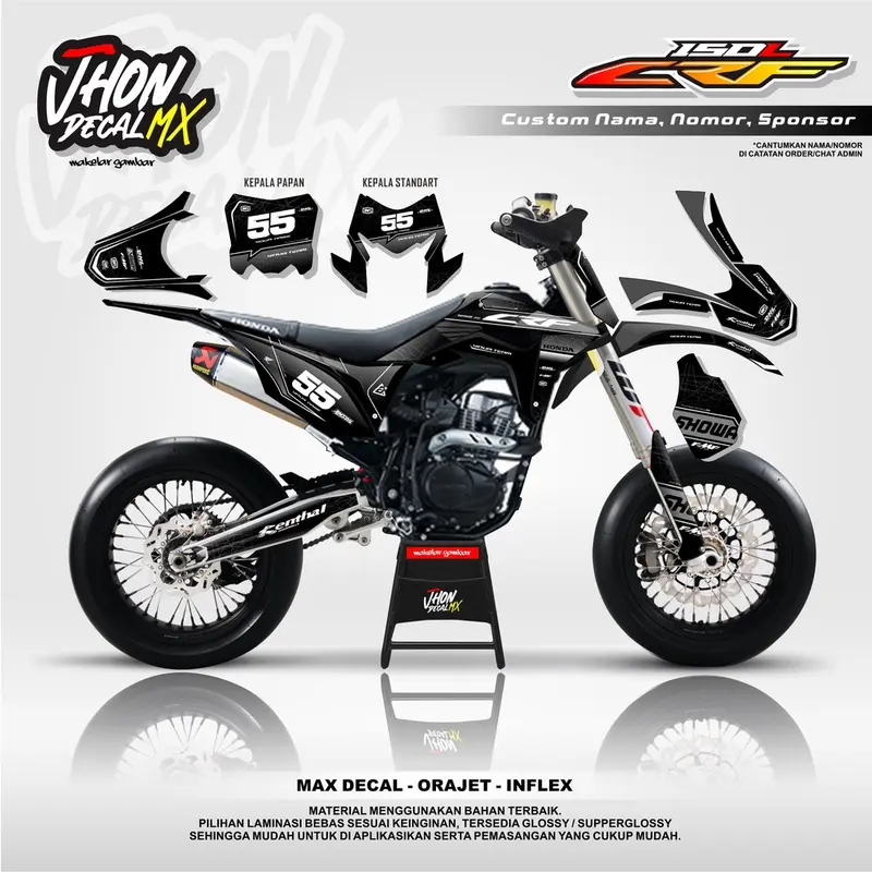 DECAL CRF HITAM DECAL CRF 150 L Full Body Simple Minimalis Keren By JhonDecal CRF03 3
