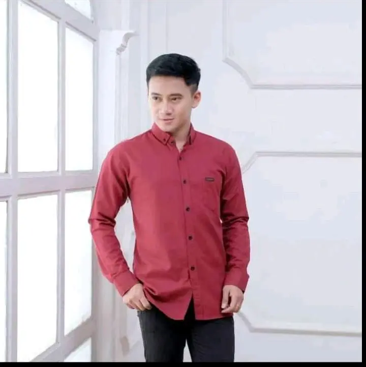 Kemeja Pria Lengan Panjang Simple Katun Santai Standar Formal 2