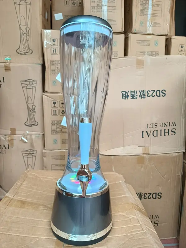 Tháp Bia (Bình đựng cocktail) 3 lít HC Đèn Led Sạc Pin Tự động chuyển màu mẫu mới nhất 2023 1