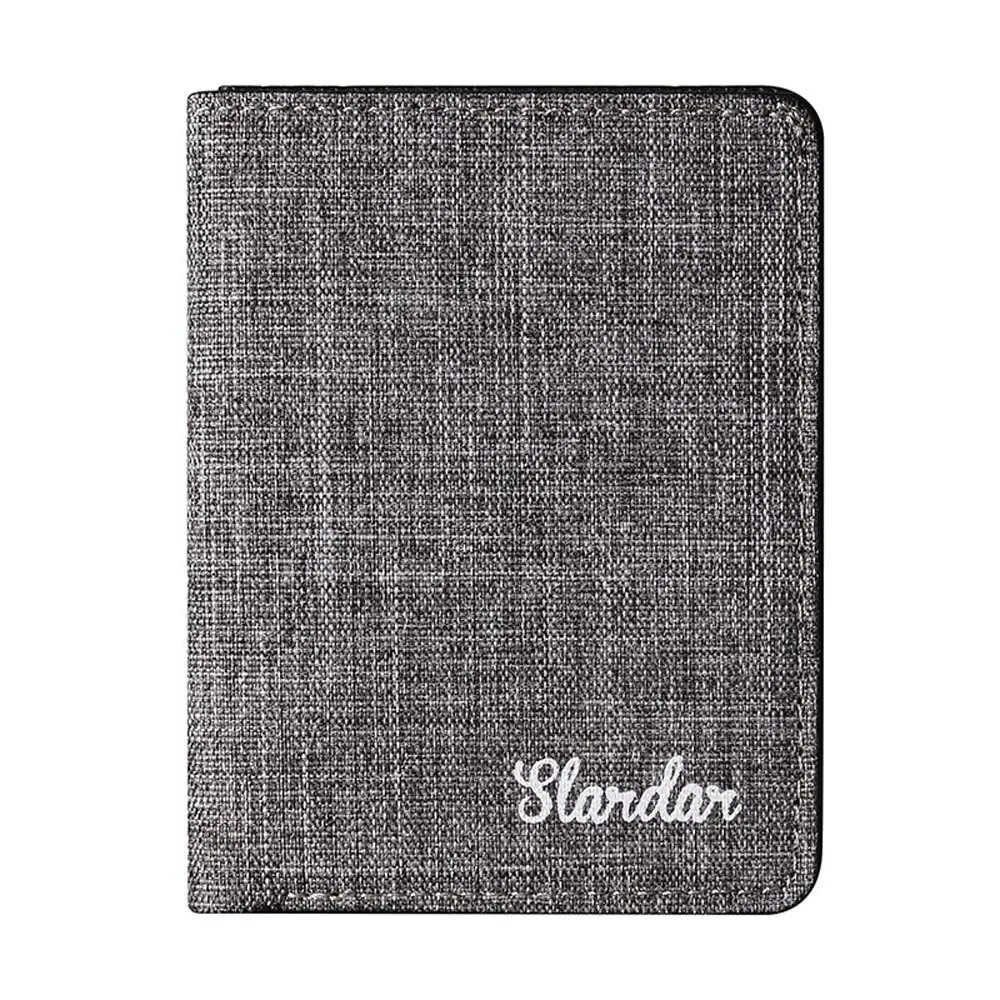 Vintage Black/Blue/Gray/Purple Men Short Wallet Credit Card Case Multi Function Men Card Holder Canvas ID Photo Bank Holder Men Canvas Coin Purse Business