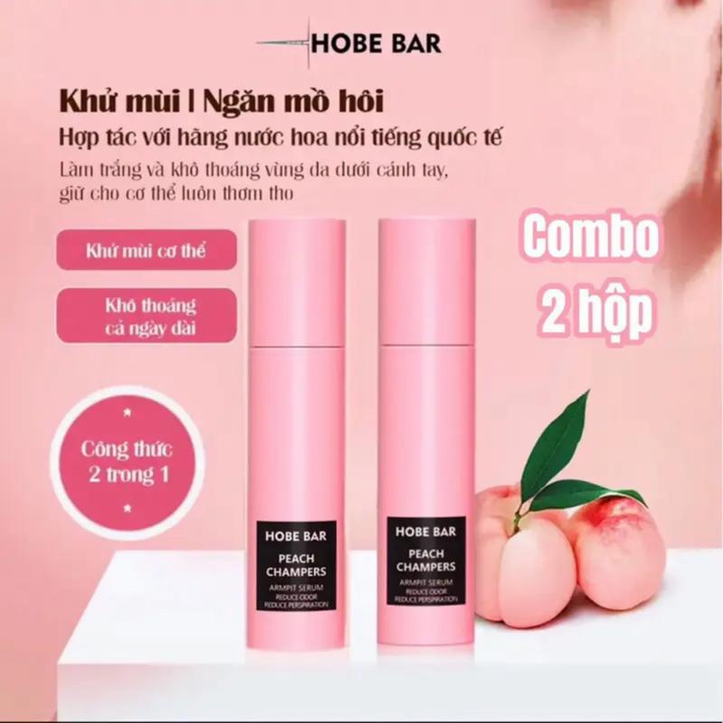 (Combo 2 chai) Lăn khử mùi Hobe Bar Hương Sâm Banh Đào Trắng Danh Cho Cả Nam và Nữ (20ml) Xịt Thơm lank humu